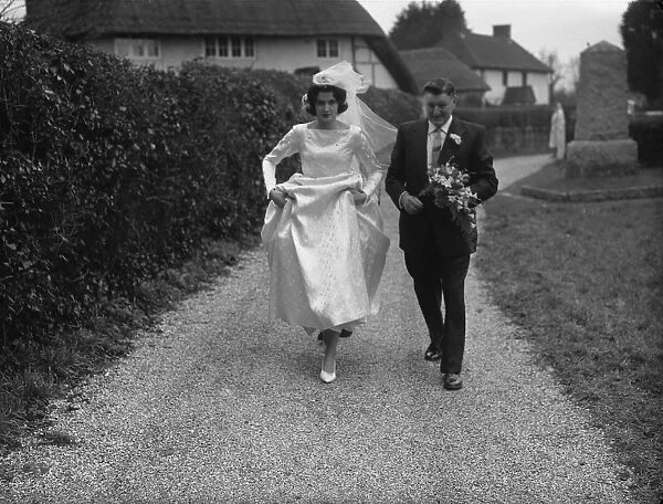 Bride and Groom at Wedding, Sidlesham Church