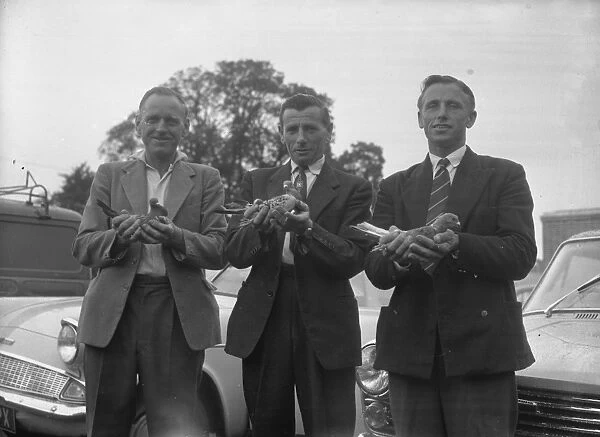 Racing pigeons with their owners, 20 July 1962