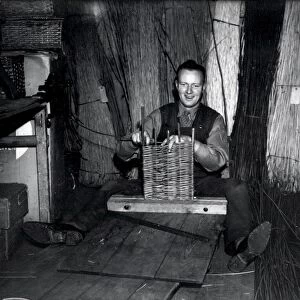 Blind Basket Maker at work - about 1942