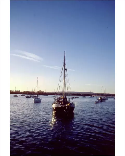 The late John Corello moors his boat ( Spray ) at Dell Quay, Chichester Harbour