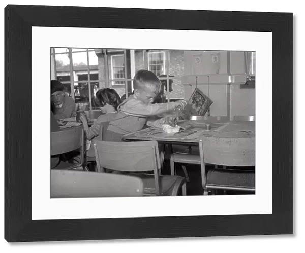 Children in classroom, Lancastrian Infants School, Chichester, May 1956