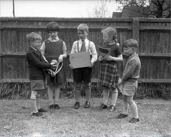 Schoolboys and Schoolgirls in Lancastrian Infants School playground, Chichester, May 1956