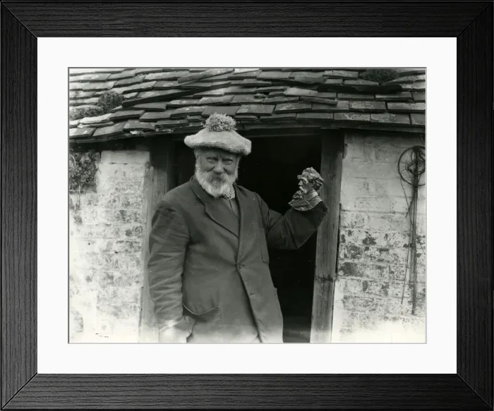 Framed Print : Elderly man with beard posing in doorway, March 1938 Framed Print : Elderly man with beard posing in doorway, March 1938