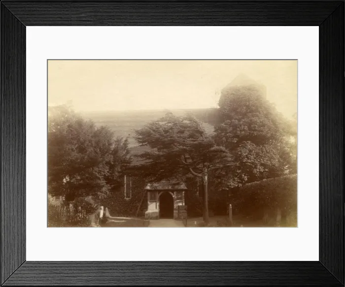 Framed Print : Preston. Rather blurred sepia print of church looking towards porch Framed Print : Preston. Rather blurred sepia print of church looking towards porch