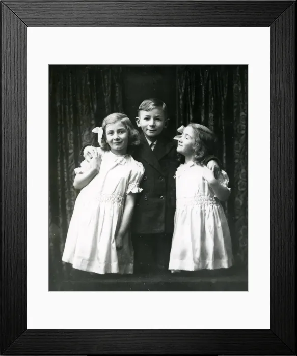 Framed Print : Studio portrait of three children, December 1935 Framed Print : Studio portrait of three children, December 1935
