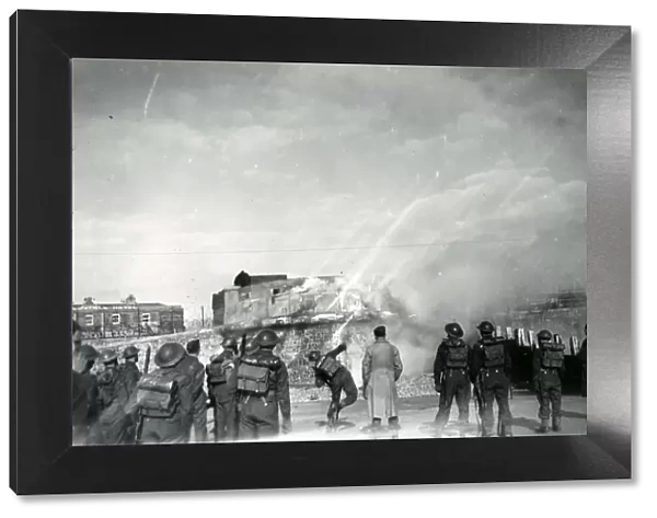 Soldiers Throwing Gas Cannisters on the Beach, Bognor Regis, 1939 -1945