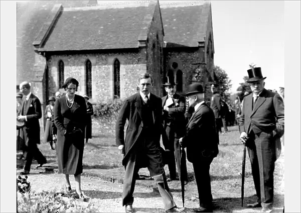 Funeral party outside Graffham Church, August 1935