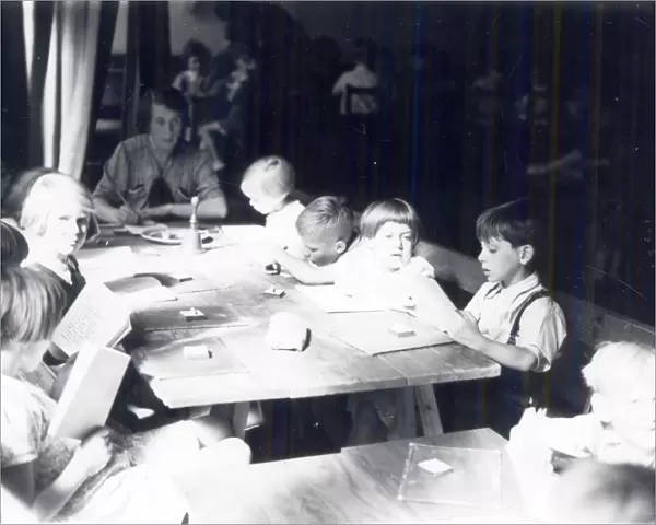 Evacuees having lessons at school, September 1939