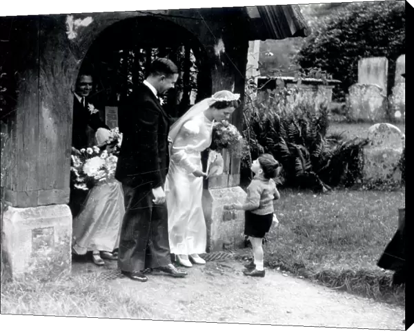Wedding group in church porch - November 1939