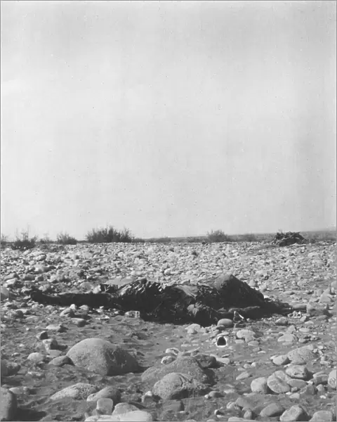 RSR 2  /  6th Battalion, Body prostrate among rocks, India