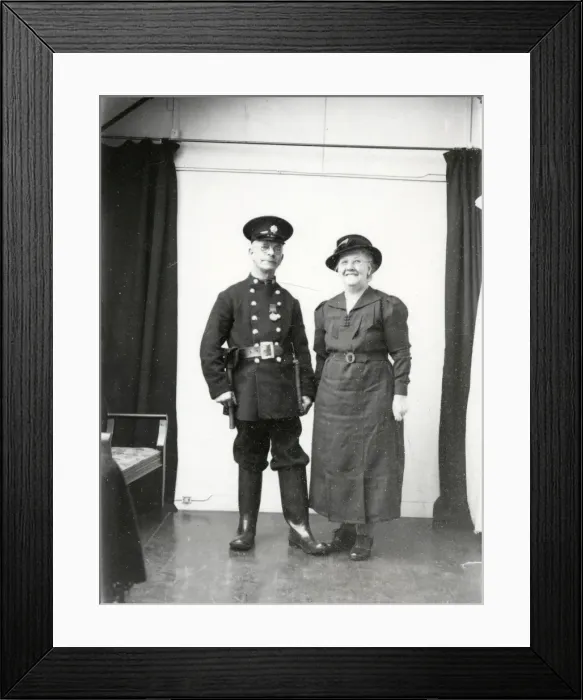 Framed Print : Portrait of a Fireman and his wife - October 1940 Framed Print : Portrait of a Fireman and his wife - October 1940