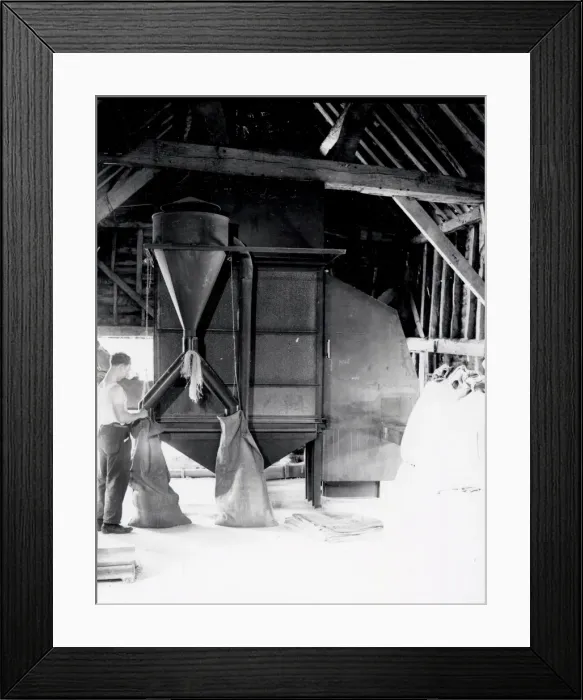 Framed Print : Grain Dryer at work. Warnham & Eartham - August 1943 Framed Print : Grain Dryer at work. Warnham & Eartham - August 1943