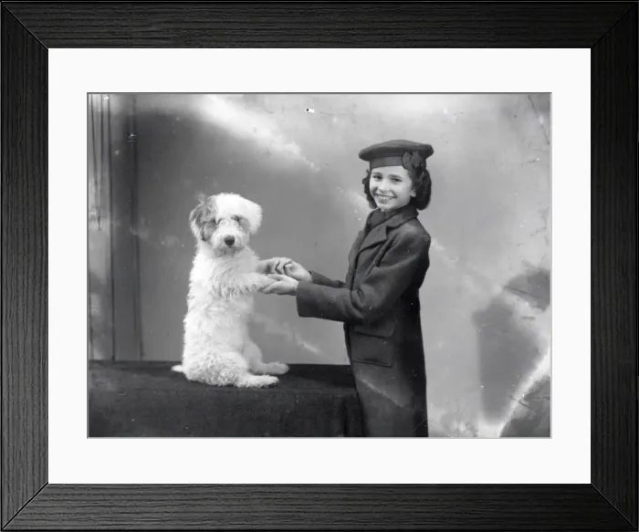 Framed Print : Portrait of a young woman with her dog - 27 November 1943 Framed Print : Portrait of a young woman with her dog - 27 November 1943
