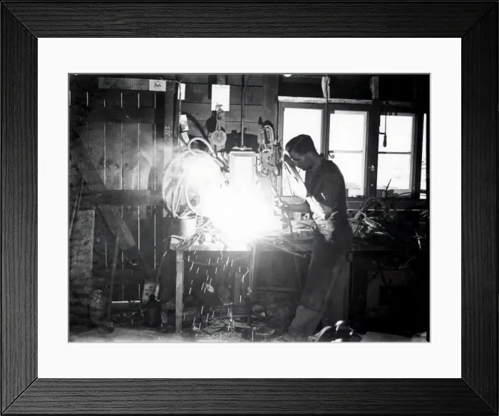 Framed Print : Halnaker Blacksmith at work - 16 May 1945 Framed Print : Halnaker Blacksmith at work - 16 May 1945