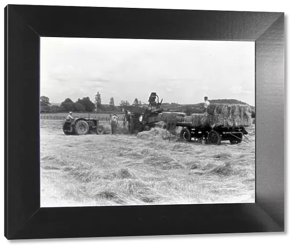 Baling Hay at Newton Farm, Hereford - July 1945