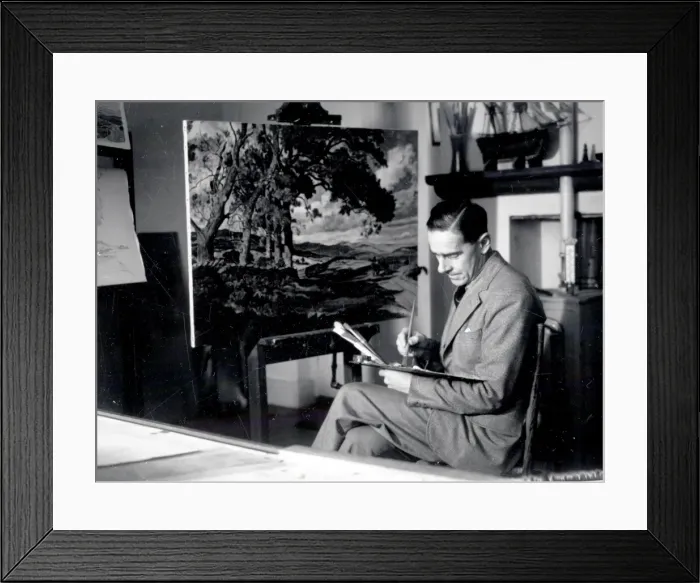 Framed Print : The artist at work - December 1945 Framed Print : The artist at work - December 1945