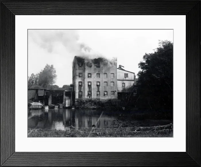 Framed Print : Coultershaw Mill on fire, Petworth - 16 May 1946 Framed Print : Coultershaw Mill on fire, Petworth - 16 May 1946