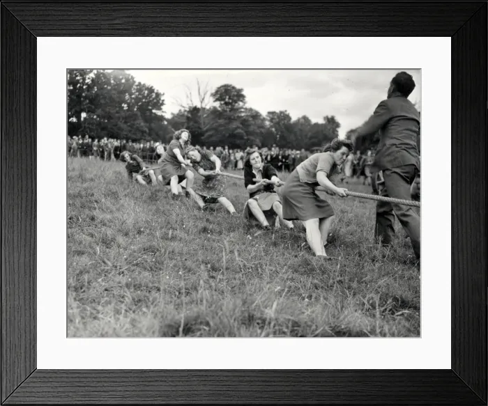 Framed Print : Come on girls, PULL! - July 1946 Framed Print : Come on girls, PULL! - July 1946