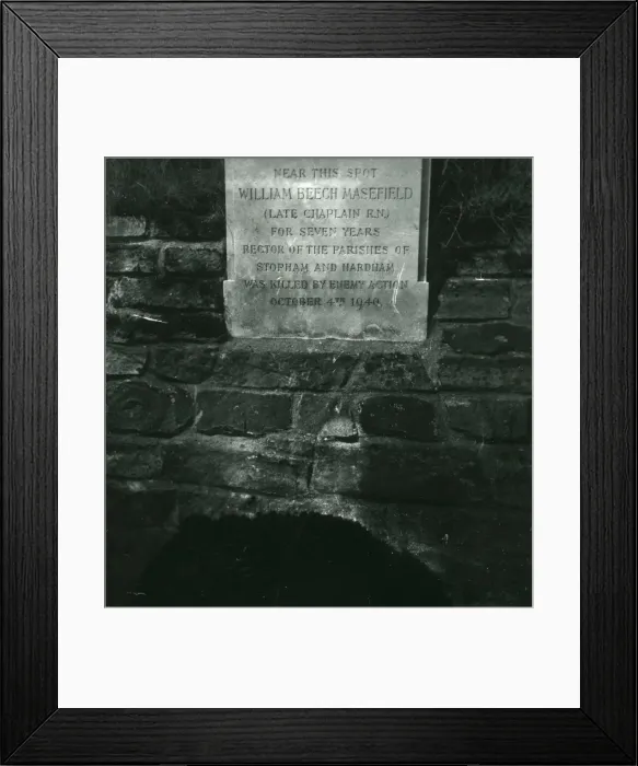 Framed Print : Masefield Memorial Stone at Stopham - 1947 Framed Print : Masefield Memorial Stone at Stopham - 1947