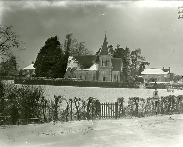 Duncton Church in snow - about February 1948