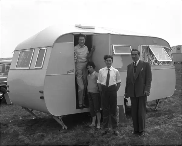 Family with caravan