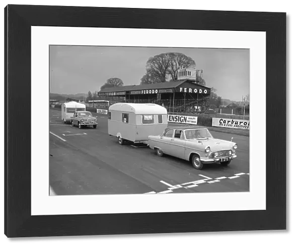 Caravan rally at Goodwood Motor Circuit, 14 May 1962