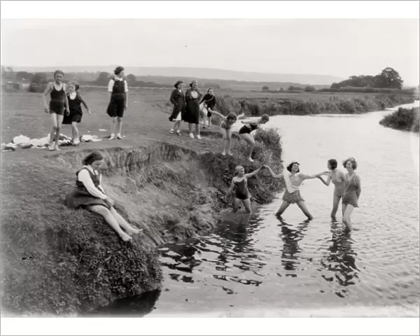 Evacuees bathing at Pulborough, September 1939