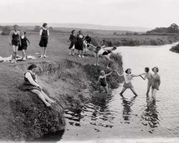 Evacuees bathing at Pulborough, September 1939