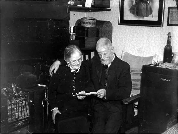 Couple celebrating their Golden Wedding anniversary, February 1942