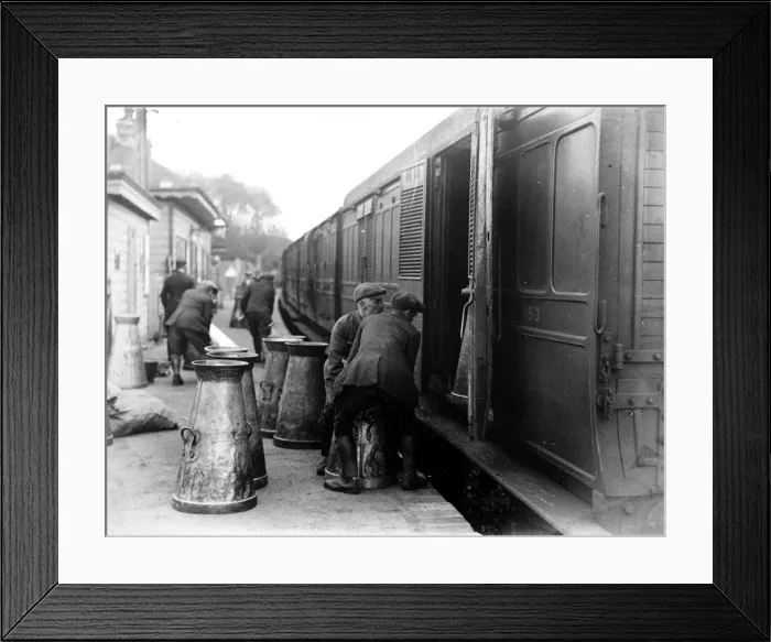 Framed Print : Loading the milk churns, May 1923 Framed Print : Loading the milk churns, May 1923