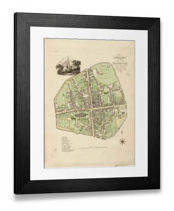 Framed Print : Map of Chichester within the City Walls, 1812 Framed Print : Map of Chichester within the City Walls, 1812