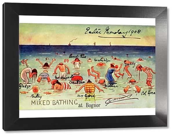 Comic Postcard: Mixed bathing at Bognor