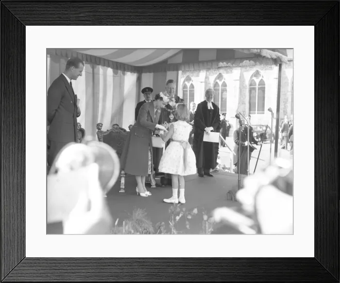 Framed Print : Visit of HM The Queen and Prince Philip, 30th July 1956 Framed Print : Visit of HM The Queen and Prince Philip, 30th July 1956