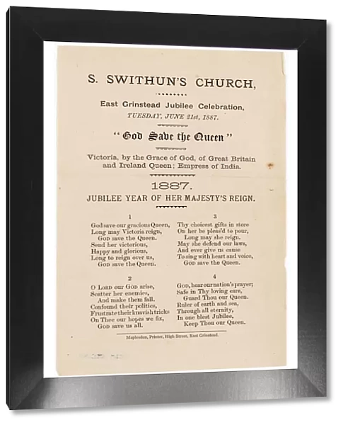 Printed Jubilee Version of God Save The Queen, 1887