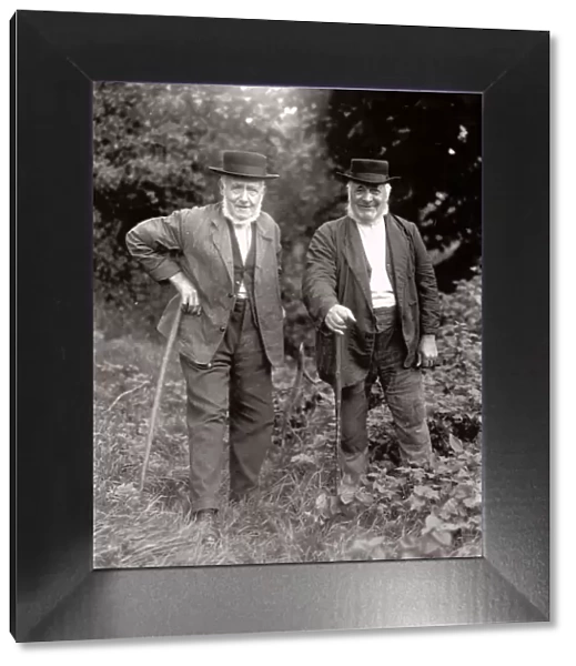 Two elderly gentlemen at Upperton, West Sussex, September 1935