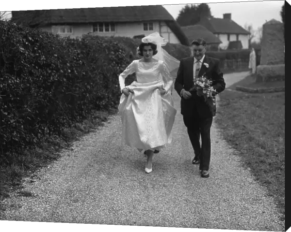 Bride and Groom at Wedding, Sidlesham Church