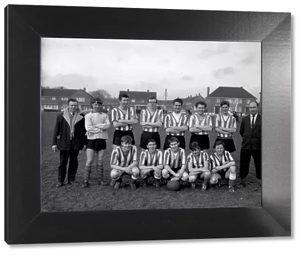 Football Team posing for group photograph, 1960s