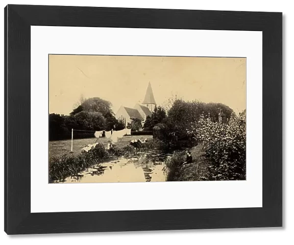 A view of Bosham church from the Manor House garden, 18 May 1891