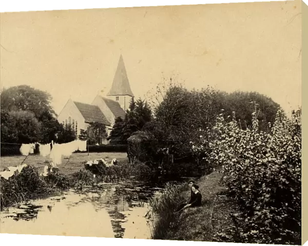 A view of Bosham church from the Manor House garden, 18 May 1891