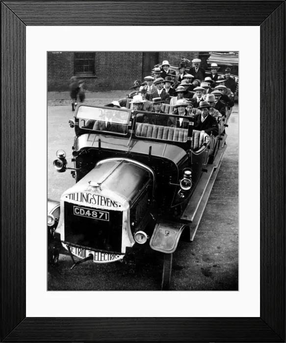 Framed Print : Charabanc outside White Horse Inn at Westbourne. c 1920 Framed Print : Charabanc outside White Horse Inn at Westbourne. c 1920