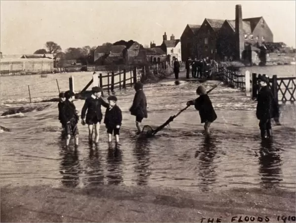 Old Mill at Sidlesham, surrounded by floods. 1910