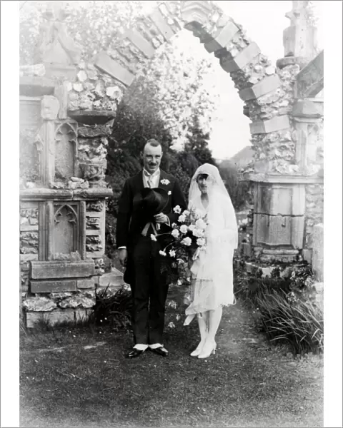Wedding couple at Graffham, 1920s