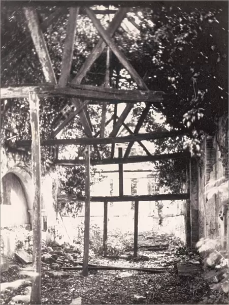 Interior of the ruined church at Treyford, 1905