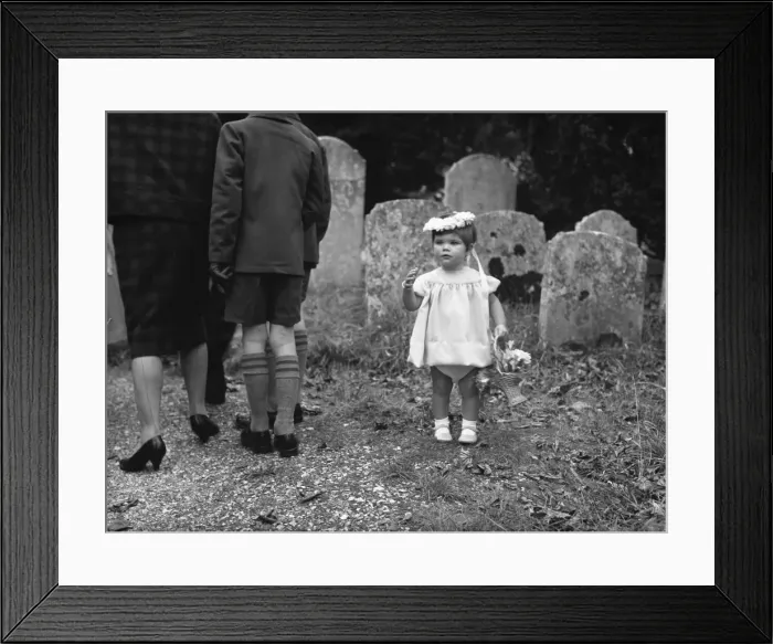 Framed Print : Little bridesmaid in churchyard Framed Print : Little bridesmaid in churchyard