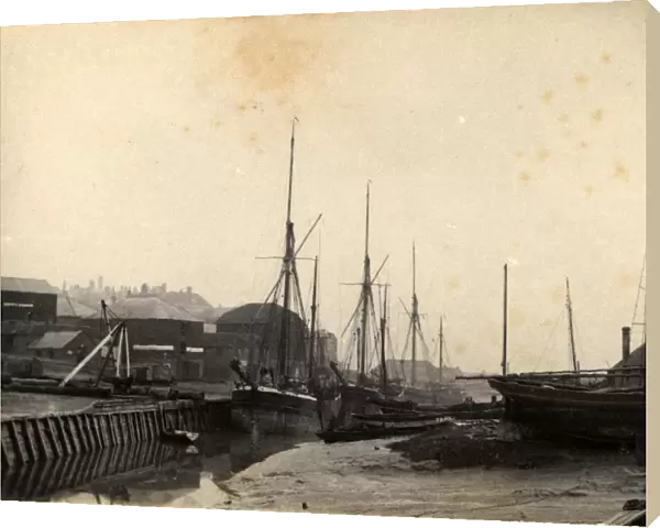Rye: boats moored in Sussex Harbour, 5 November 1890