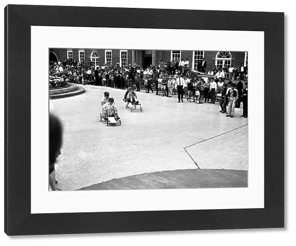 Pram race outside County Hall, Chichester, 1960s