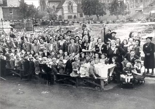VE Day street party in Lyon Street, Bognor, 8 May 1945