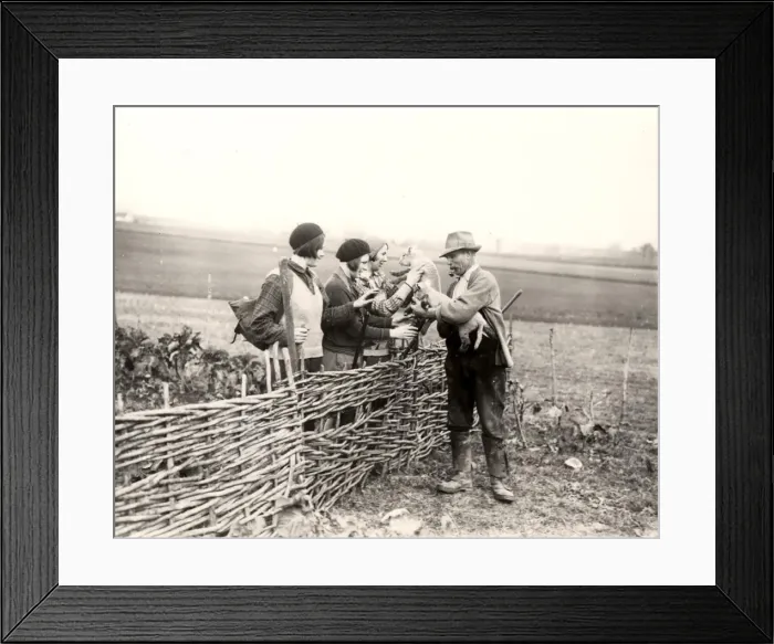Framed Print : Three girls hiking in Sussex, Easter 1932 Framed Print : Three girls hiking in Sussex, Easter 1932