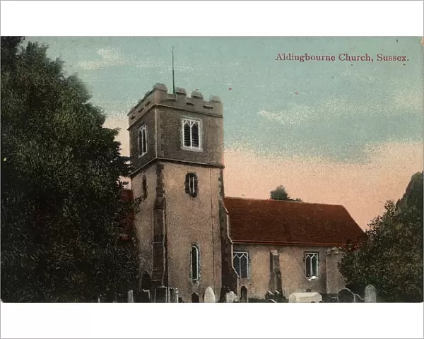 Aldingbourne Church exterior, 1905