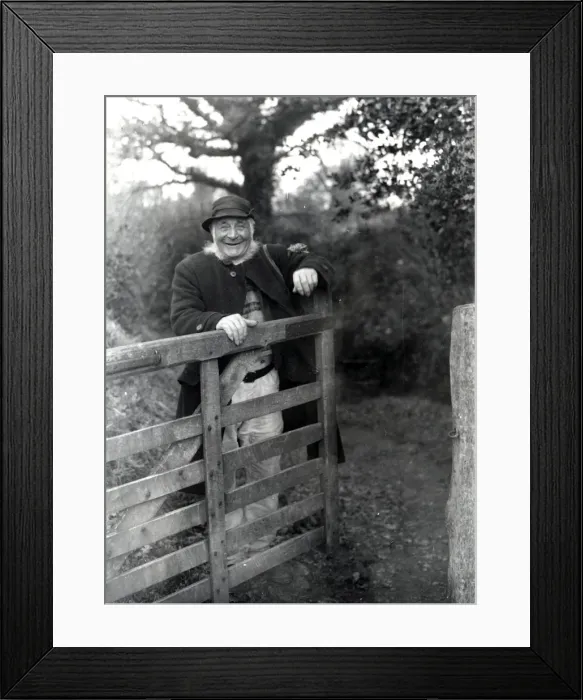 Framed Print : Gentleman standing behind farm gate at Upperton, Sussex Framed Print : Gentleman standing behind farm gate at Upperton, Sussex